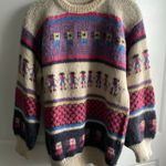 Vintage 80s Peruvian Alpaca Folk Hand Knit Sweater Llama Peru Multiple Size XL Photo 1