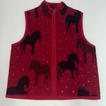 Tally Ho Wool Horse Zip Up Vest Size X Large Red Photo 0