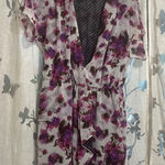 Kinder Aggugini Faux Wrap Purple and Black Floral Dress Size L Photo 0