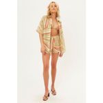 frankie's bikinis  Fifi Sustainable Disco Yellow Print Button Front Shirt Size S Photo 11