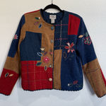Vintage Jacket with Flowers Patches size PM Blue Photo 0