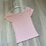 Say What? Vintage Crop Top off shoulder ribbed womens Pink (large) y2k 2000s soft girl Photo 0