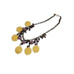Windy Mink bold yellow and purple bright disc and bead statement necklace Photo 5