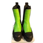 Ganni Calf Leather Mid Chelsea Boot Neon Lime Green Chunky Lug Sole 39 Photo 1