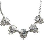 Loft Rhinestone Statement Necklace White Gray Marbled Stones Photo 5