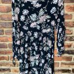 American Eagle  Black Floral Long Tie Sleeve Strappy V-Neck Mini Dress Size XXS Photo 6