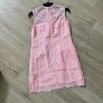 Women's Embroidery Sleeveless Lace Hollow Out Mini Dress Short Skirt Pink Size L Size L Photo 7