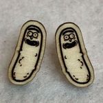 Rick and Morty Pickle Rick Wood Stud Earrings Photo 2