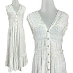 Free People  Ethereal Cottage Desert Dazed Midi Dress Maxi Top Ivory Small Boho Photo 9