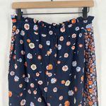 Maison Jules Pants Womens 4 Blue Floral Print Straight Leg High Rise Pleated Photo 7