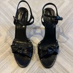 Coach Women’s Black Joelle Kid Leather Strappy Bow Sandal Heels Photo 1