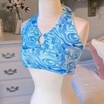 Romwe Halter Top Cropped Summer Blue Swirls Summer Beach Photo 1