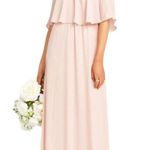 Show Me Your Mumu  Size Small Caitlin Ruffle Maxi Bridesmaid Dress Blush NWT Photo 0