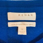 Kenar Royal Blue 100% Extrafine Merino Wool V-Neck Sweater Women’s Medium Chic Photo 2