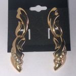 Piscitelli Brand Signed Gold Tone Twisted Dangling Rhinestone Vintage Earrings Photo 1