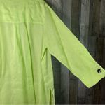 Caroline Rose Linen Light Lime Green 1X Button Front 3/4 Sleeves Shirt w/Collar Photo 9