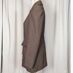 JACK  Puff Shoulder Poetcore Coat Jacket Herringbone Tweed Brown Small Photo 15