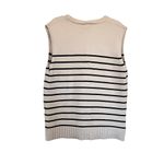 ZARA Cream Black Striped Knit Sleeveless Cardigan Sweater Vest Size Small Photo 1