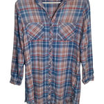 Anthropologie Cloth & Stone Plaid Raw Edged Shirt Dress Tunic W-291 Sz S Photo 0