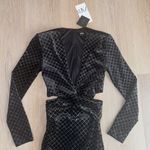 ZARA Black & Silver Glittery Velvet Long Sleeve Dress - Size XS Photo 2
