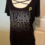 MLB Pittsburgh Pirates Campus Life Womens Large Black Fitted Short Sleeve Shirt Black Photo 0