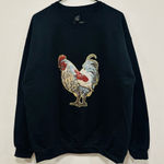 Chicken sweater! Black sequin glitter bling rooster sweatshirt size large! Photo 0