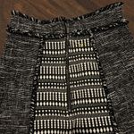 French Connection Tweed Mini Skirt Black White Geometric Fringe Hem Party Cocktail Size Unknown‎ Photo 7