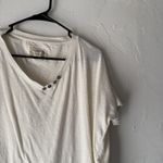 Ruff Hewn ‎ Shirt Womens Large White Short Sleeve Button V Neck Pocket Casual Top Photo 1