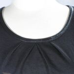 Merona Faux Leather Trimmed Neckline Blouse Top Zipper Back Edgy Business Casual Photo 3