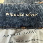 American Eagle Wide Leg Crop Jeans Women's Size 8XLong Medium Wash Elastic Waist Photo 4