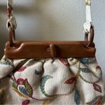 Vintage Floral Embroidered Fabric with Wooden Frame Photo 1