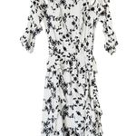 Joie  Alpheus White & Black Floral Eyelet Ruffled Silk Dress Size Small Photo 1
