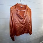 Le lis  Women's 100% Button down Blouse Size Large Colorful Silk Like Lightweight Photo 2