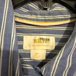 Anthropologie  Maeve Blue and White Floral Striped Oversized Shirt Size Medium P Photo 2