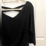White House | Black Market NWT!! Cross back Banded Waist V-Neck Top in Black Photo 2
