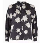 Vince Chrysanthemum Blouse Women's Large Navy Floral Career Classic Minimalist Photo 1