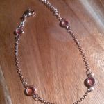 Beveled Pink Glass Ion Plated Rose Gold Stainless Steel Station Bracelet Photo 4