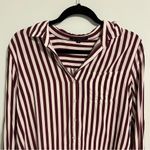 Velvet Heart  Rayon Striped Button Down Blouse, Soft Rose & White, Size M Photo 1