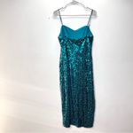 Lulus ‎ Striking Sweetheart Emerald Green Sequin Slit Sleeveless Midi Dress LARGE Photo 5