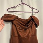 Windsor Elegant Brown Off-Shoulder Dress Photo 5