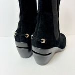 Cole Haan  Nike Air Mid‎ Calf Boots Shoes Black Suede Wedge Stretch Size 9.5B Photo 4