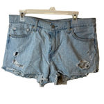 Levi's  Denim Shorts Distressed‎ Rips Frayed Hem Light Wash Blue W32 Photo 0