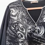 Vintage Y2K Blue Canyon Women's Top Size Lā Black Graphic Biker Glam Mall Goth Size L Photo 4