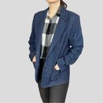 Vintage Denim Blazer Jacket Women Blue Jean Suit Button Up Lapel Casual Koret Size M Photo 9