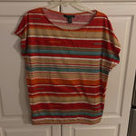 Ralph Lauren Lauren  Women Striped V-Neck Casual T-Shirt Top Blouse Size M Photo 0