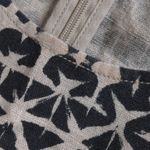 Garnet Hill Linen Fringe Hem A-Line Dress Black Beige Geometric Jewel Neck 6 Photo 7