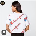 Champion Print Womens Crop Tee Heritage Reverse Weave Heather Gray NWT Photo 2