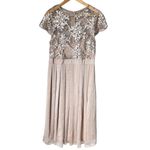 Adrianna Papell  Women's Size 14 Beige Embroidered Gown Short Sleeve Photo 1