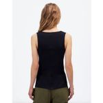 Madewell NEW  Sleeveless Boatneck Side Slit Tee Top Black Minimalist Cotton XS Photo 3