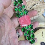 Rainbow Calsillica & Peridot Sterling Silver Toggle Bracelet Green Photo 3